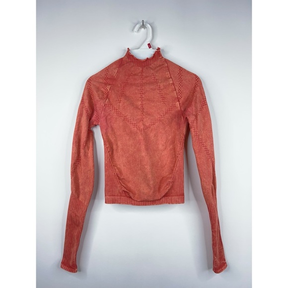 Free People Movement Good Karma Long Sleeve Mock Neck Top Burnt Orange Cropped - Picture 1 of 11